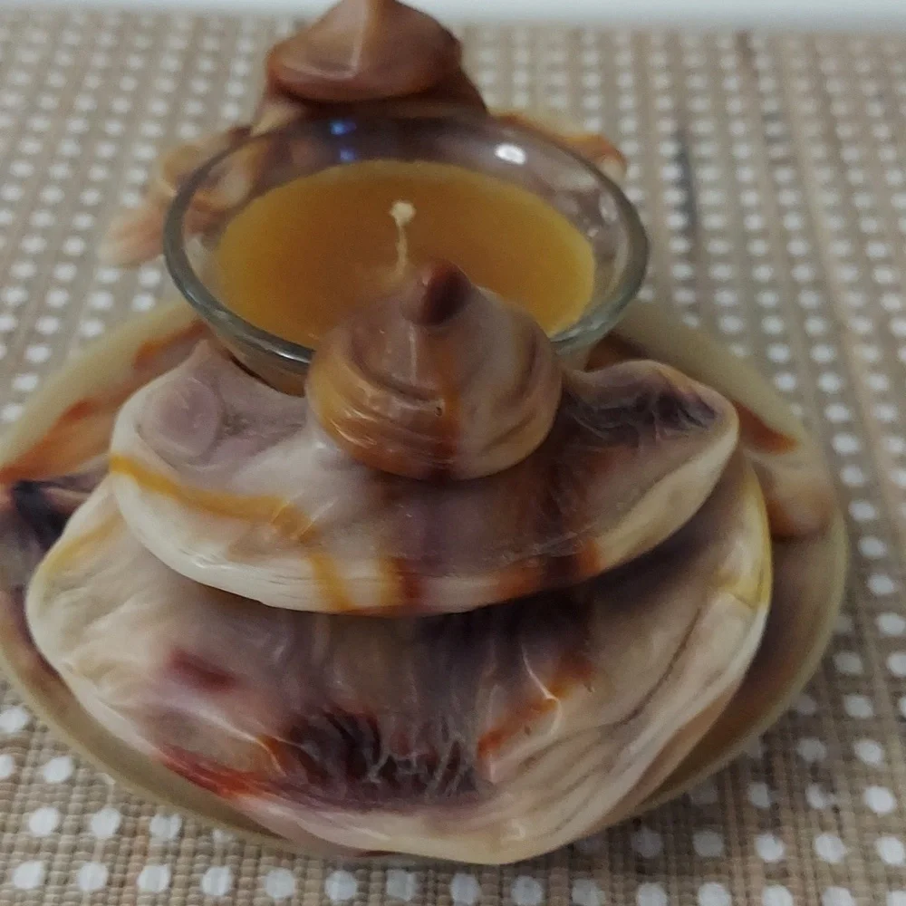 Vintage Hand Sculpted Brown Marbled One-of-a-kind Wax Candle